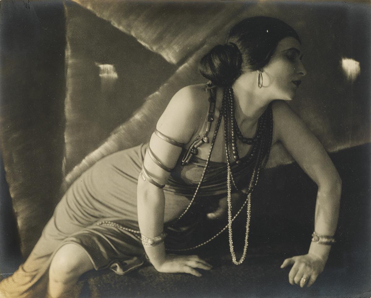 FRANTIŠEK DRTIKOL (1883-1961) Study of a woman (Drtikols wife) before a Cubist backdrop.